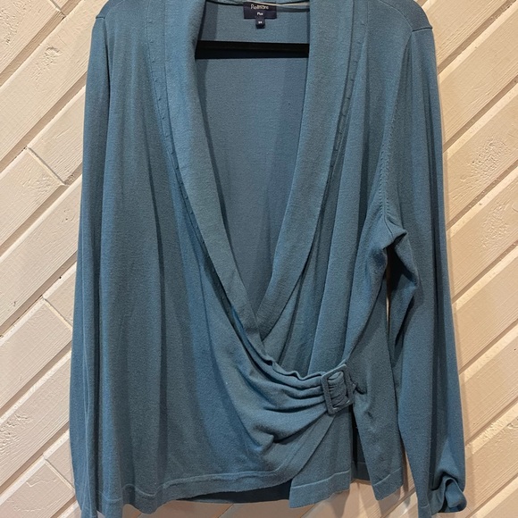 Teal Plus size v-neck sweater - Picture 1 of 3